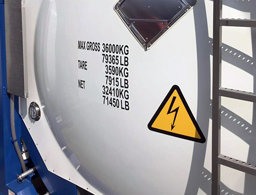 中集罐箱箱體刻字不干膠標(biāo)簽